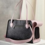 black and pink leather handbag